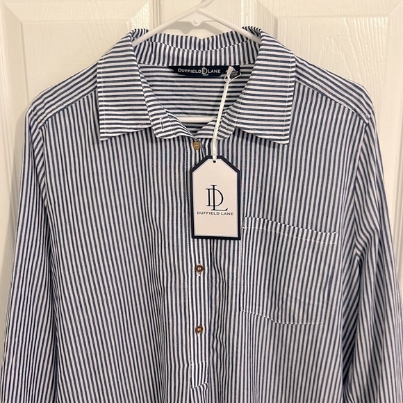 Duffield Lane Iris Dress In Navy and White Classic Stripe NWT Size XL - Picture 3 of 9